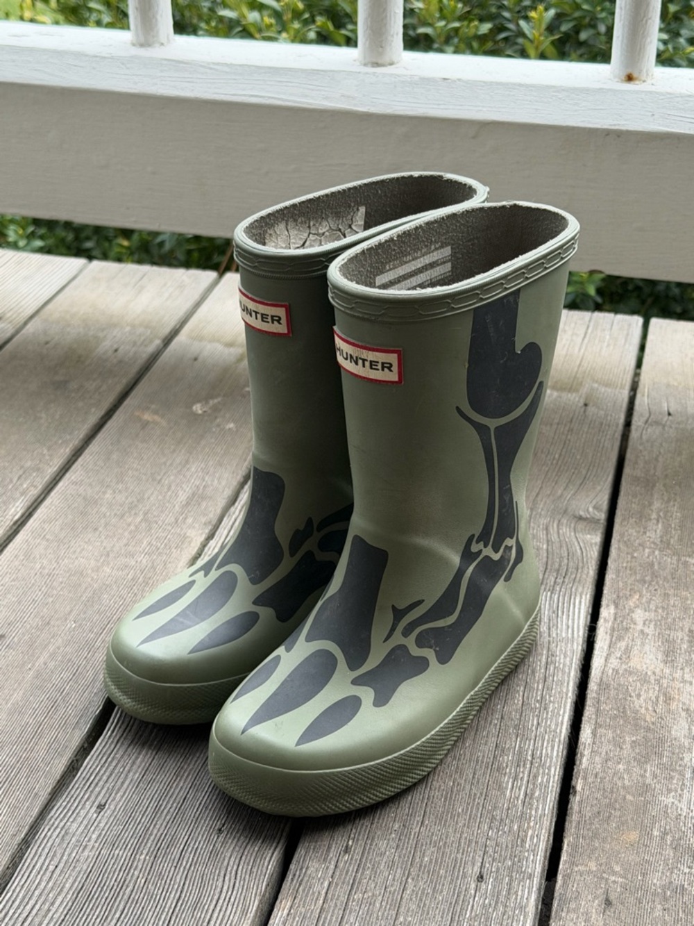 HUNTER Green Dinosaur Bone Rain Boots Size 9 - Picture 9 of 9